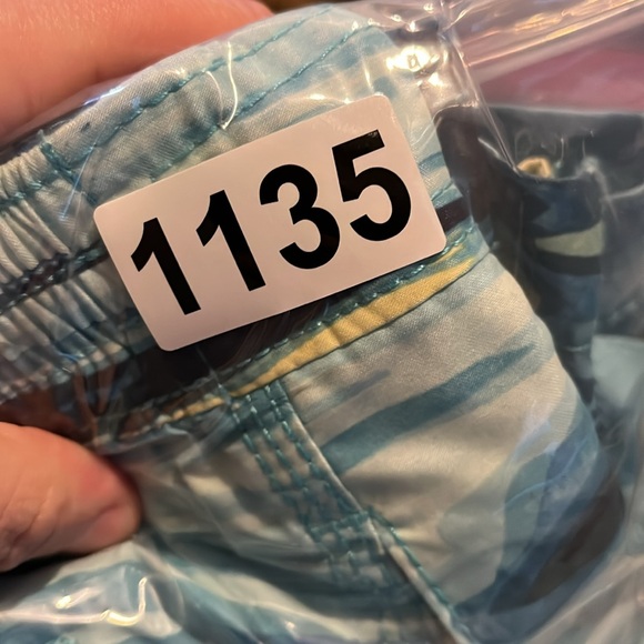 Tommy Bahama swim trunks men’s small blue waves ocean pocket zipper drawstring - Picture 11 of 11